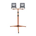 Ledvance Proiettore LED Lampada da cantiere Treppiedi Scuro Grigio 2X50W 9000lm 120D - 840 Bianco Freddo | IP65 - Simmetrico