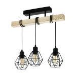 Eglo Luce da soffitto Townshend 5 Acciaio Legna Nero | IP20 - Adatto per 3x E27 